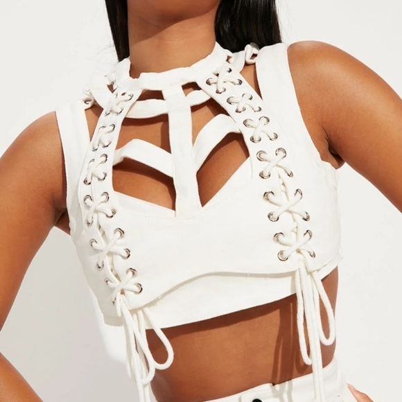 Fashion Nova White Lace-Up Jumpsuit - Picture 7 of 7
